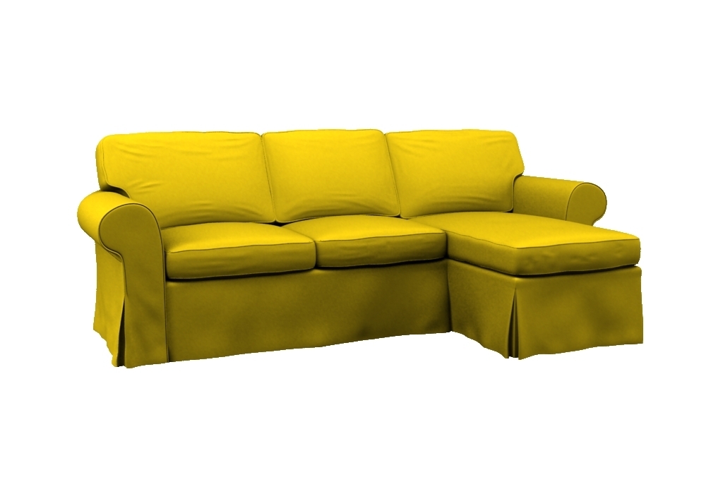EKTORP Twoseat sofa w chaise longue right cover Gaja Unmellow Yellow