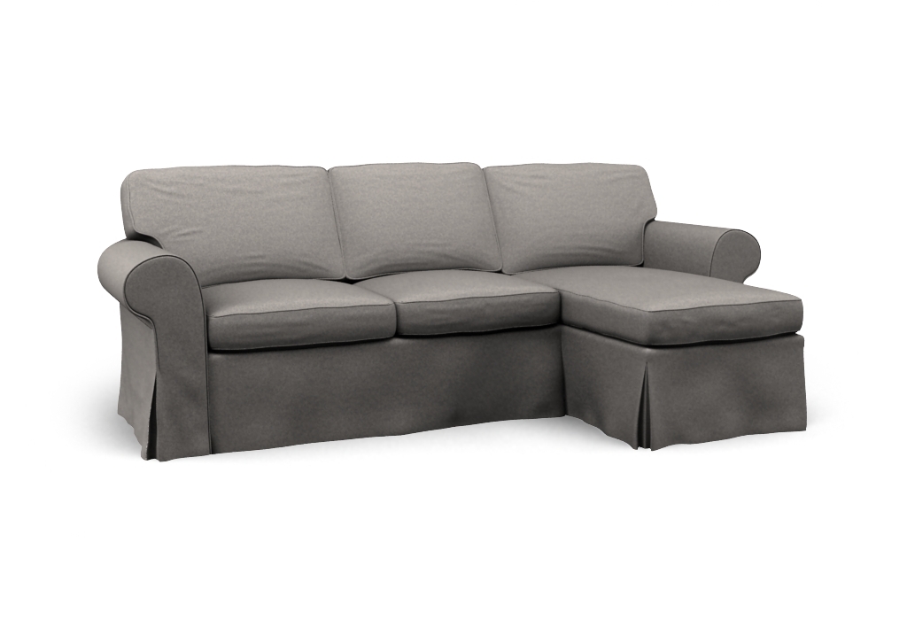 EKTORP Twoseat sofa w chaise longue right cover Step Melange Grey