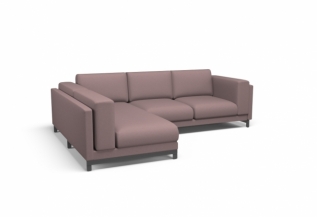 Cover for NOCKEBY Two-seat sofa w chaise longue left - Velvet Dusty Pink