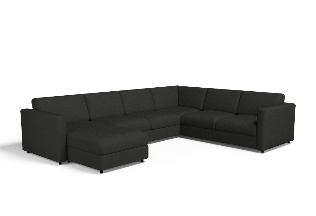 Cover for VIMLE Corner sofa, 5-seat with chaise longue - Step Melange Dark Grey