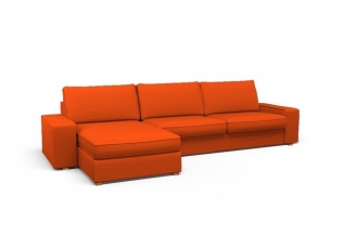 Cover for KIVIK Three-seat sofa and chaise longue left - Gaja Neon Carrot