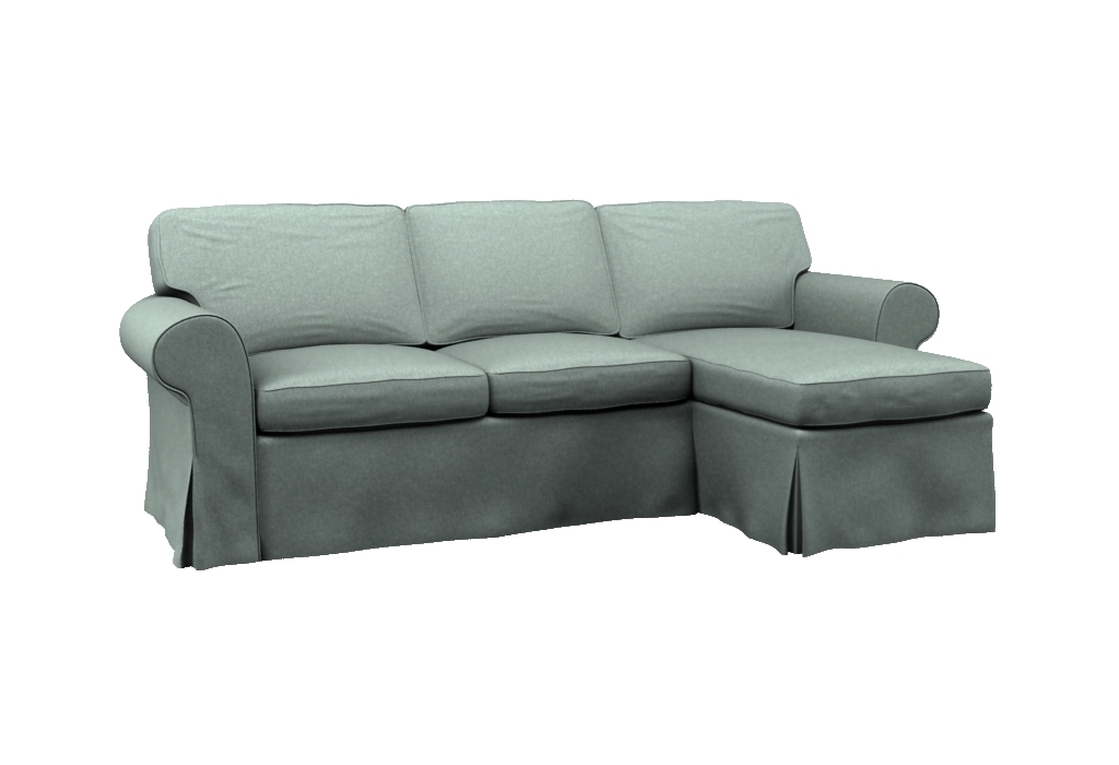 EKTORP Twoseat sofa w chaise longue right cover Step Melange Clear