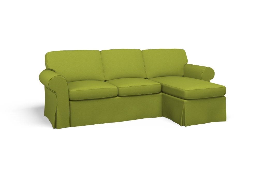 EKTORP Twoseat sofa w chaise longue right cover Velvet Lime Green