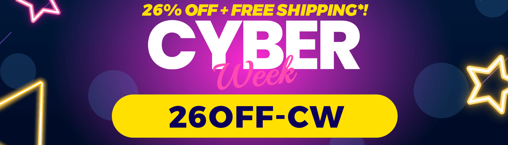 CYBER WEEK SALE NOW. 26% OFF! + Free Shipping*